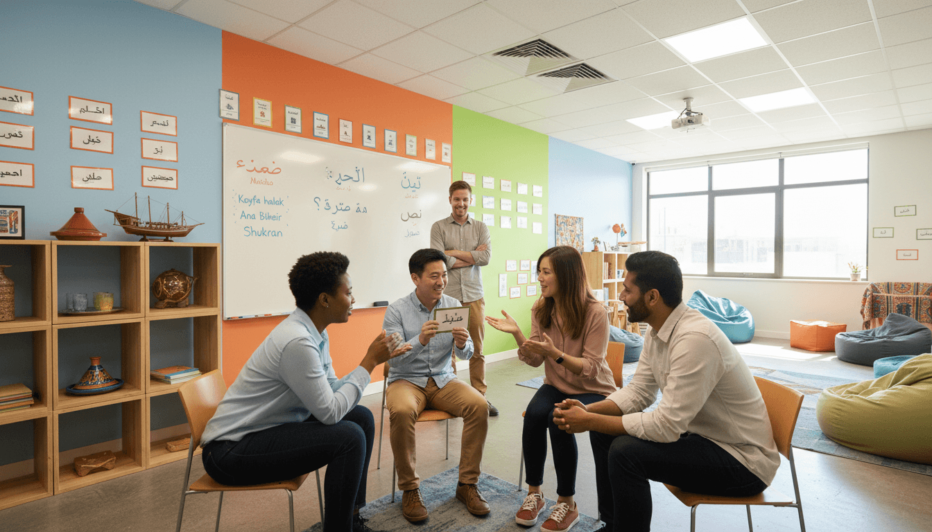Étudiant intermédiaire pratiquant la conversation en indonésien
